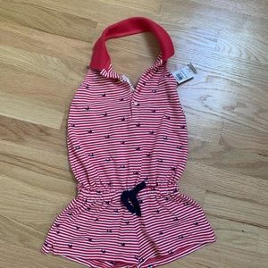 Ralph Lauren Girls Whales Red and White Romper